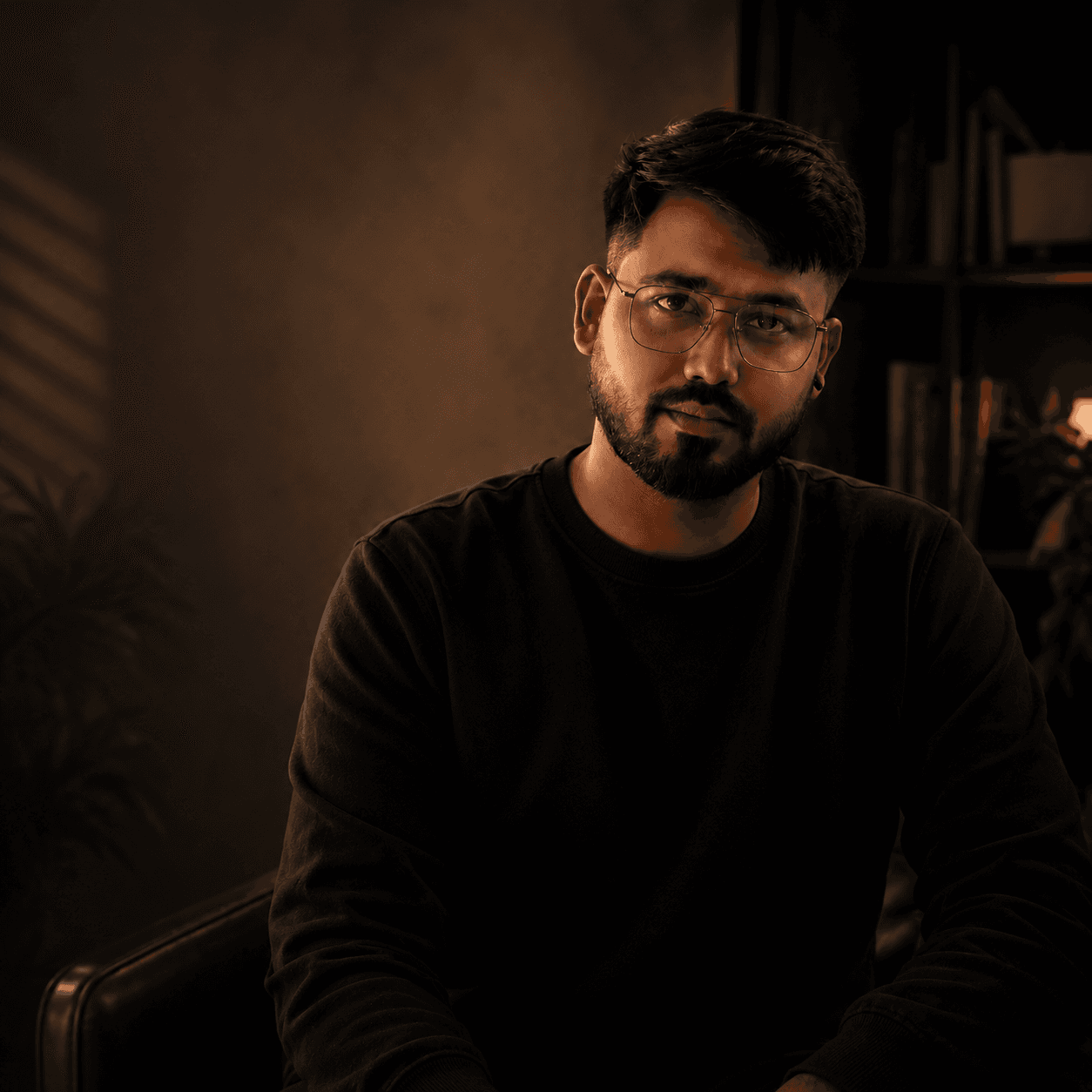 Portrait of Neel, founder exploring narrative strategy
